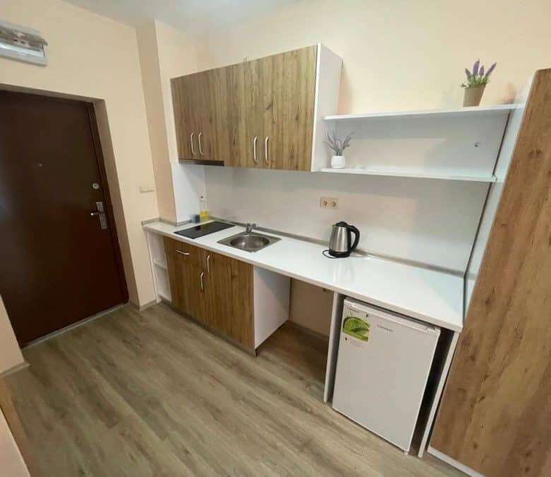 Fully furnished studio apartment with garden views, 31 sq.m., in Apollon apartments, Ravda.
