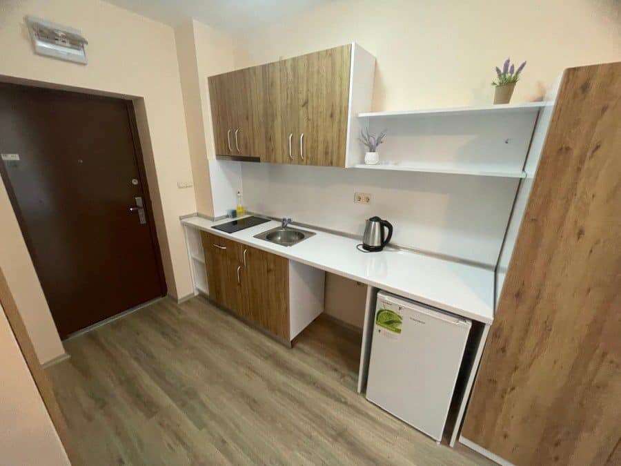 Fully furnished studio apartment with garden views, 31 sq.m., in Apollon apartments, Ravda.