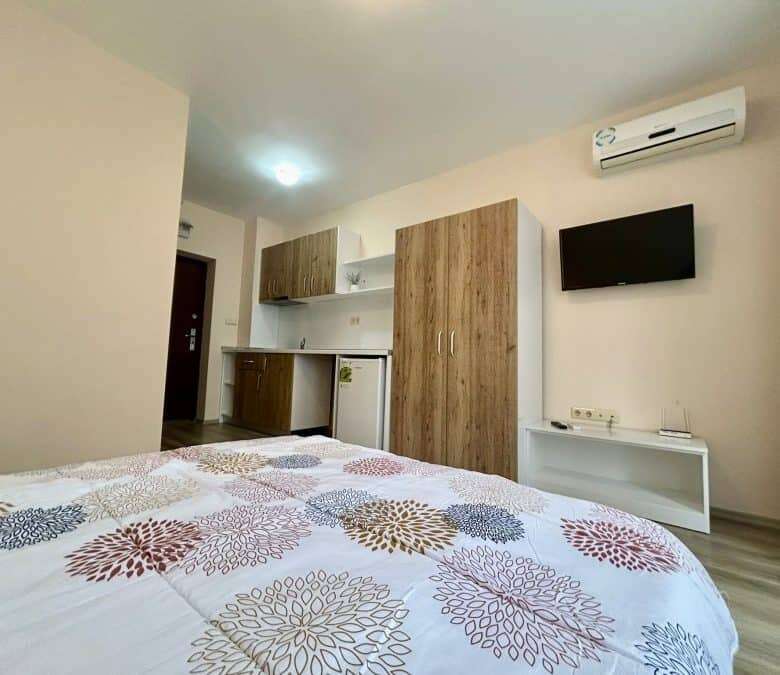 Furnished studio apartment with garden views, 31 sq.m., located in Apollon apartments, Ravda.
