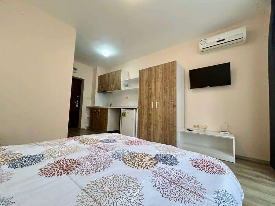 Furnished studio apartment with garden views, 31 sq.m., located in Apollon apartments, Ravda.
