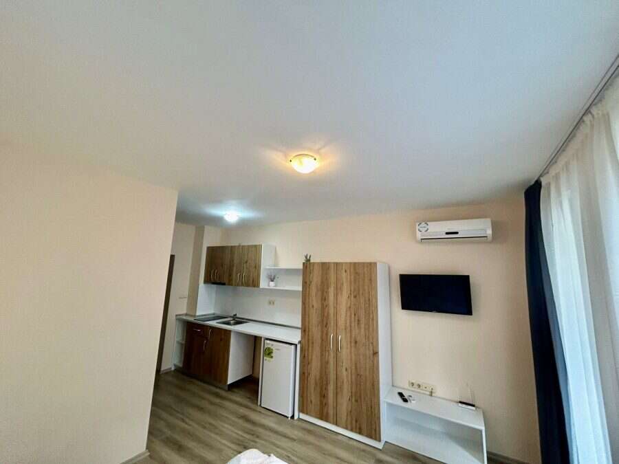 Bright fully furnished studio with garden views, 31 sq.m., in Apollon apartments, Ravda.