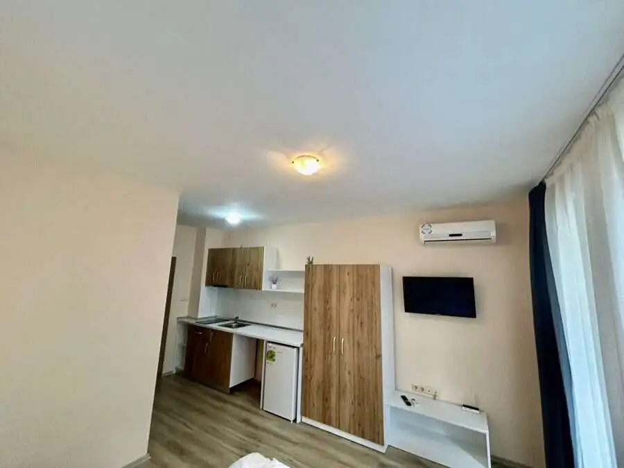 Bright fully furnished studio with garden views, 31 sq.m., in Apollon apartments, Ravda.