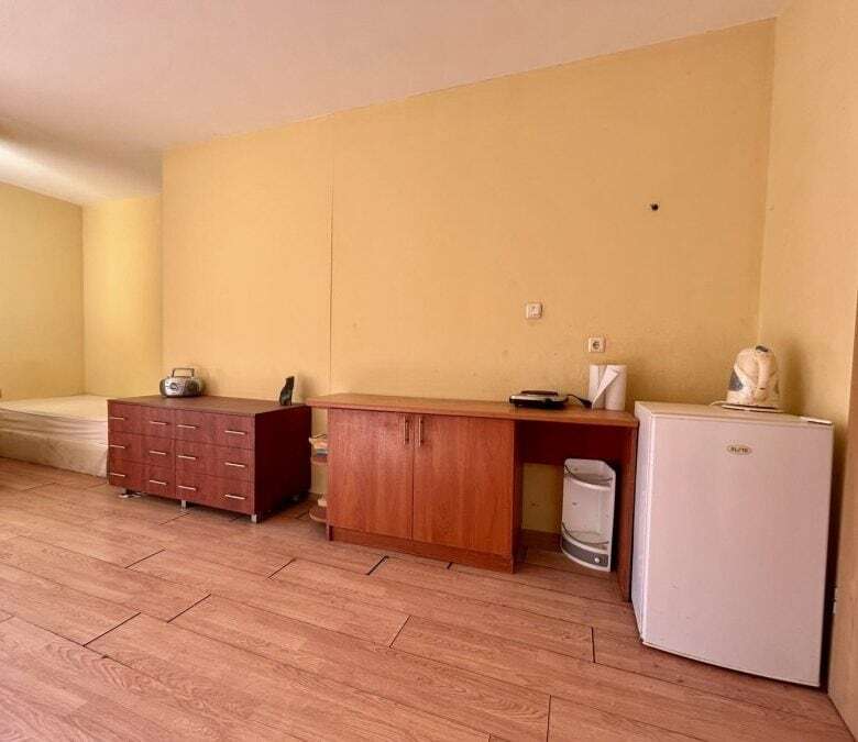 Interior of a studio apartment with sea and pool views in Oasis, Ravda, 41 sq.m.