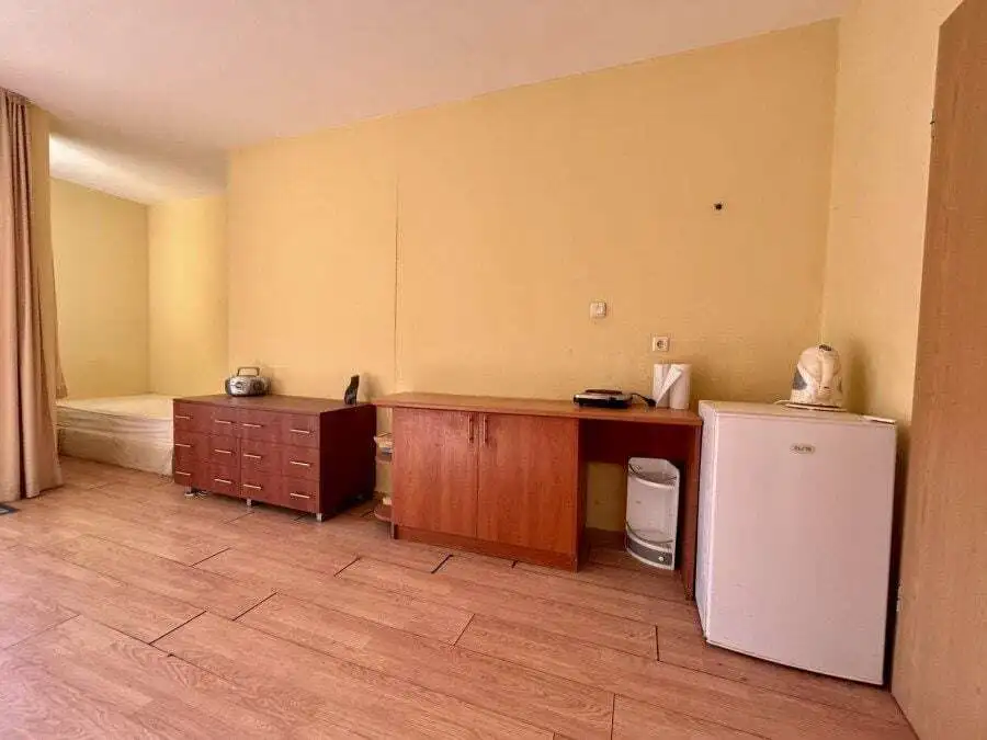 Interior of a studio apartment with sea and pool views in Oasis, Ravda, 41 sq.m.