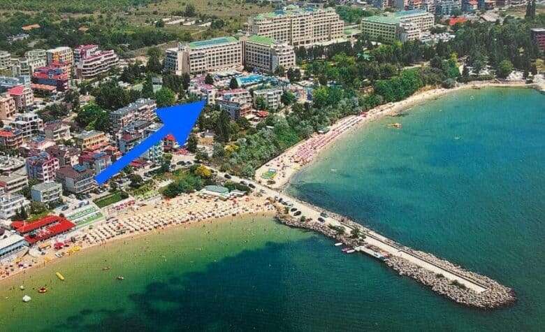 First sea line 2-bedroom apartment for sale in Nessebar, with stunning sea views and close to the be.