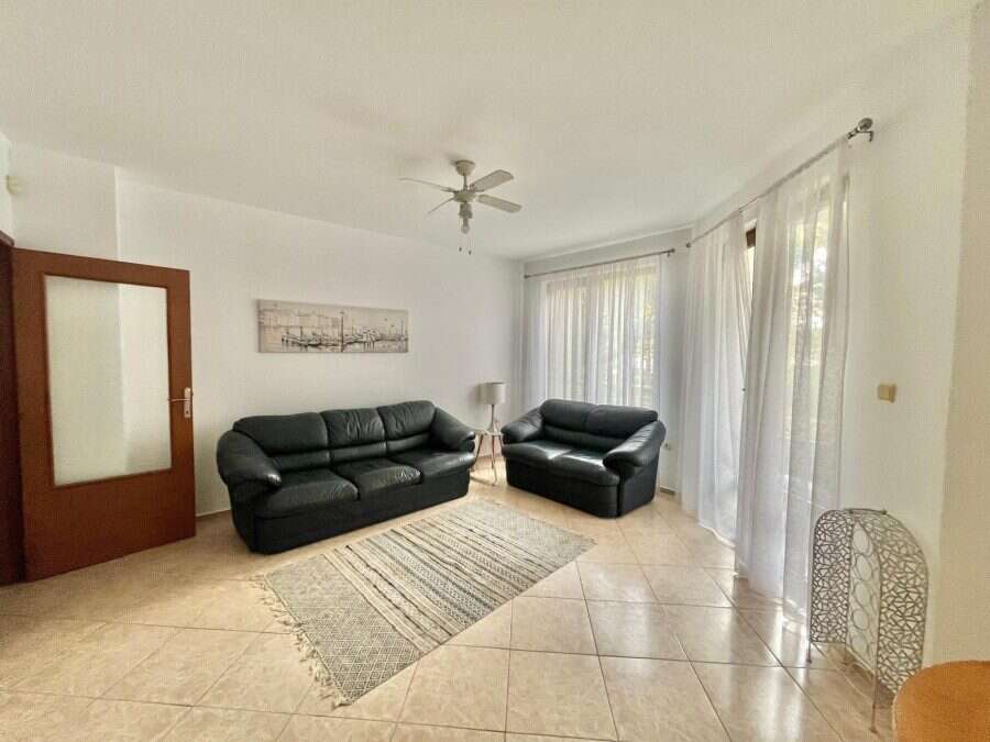 Modern living room with sea view in Nessebar apartment Sea view living room in Nessebar 2-bedroom apartment for sale.