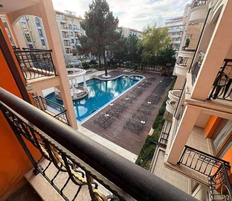 Apartment with pool view in Harmony Palace Sunny Beach, 2 beds, 2 baths, 89 sq.m. luxury residence.