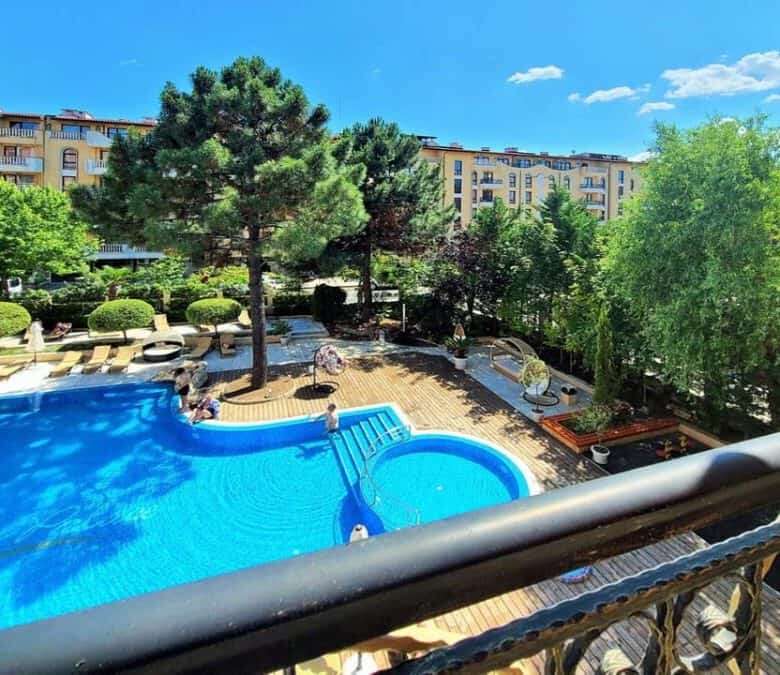 Pool view at Harmony Palace, Sunny Beach, Bulgaria.