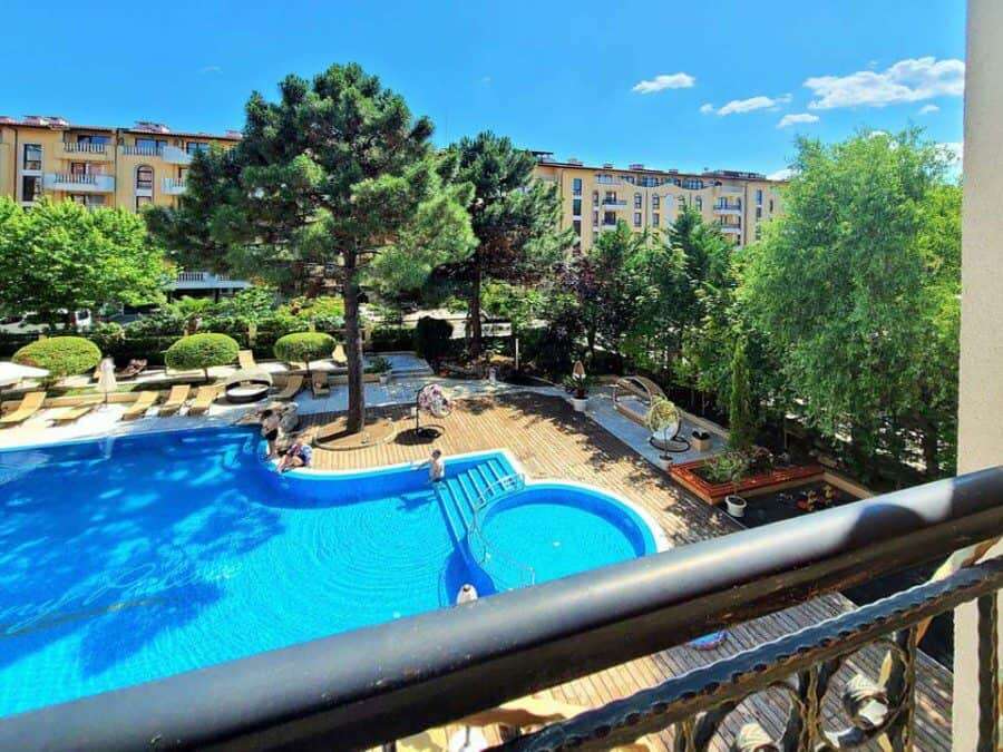 Pool view at Harmony Palace, Sunny Beach, Bulgaria.