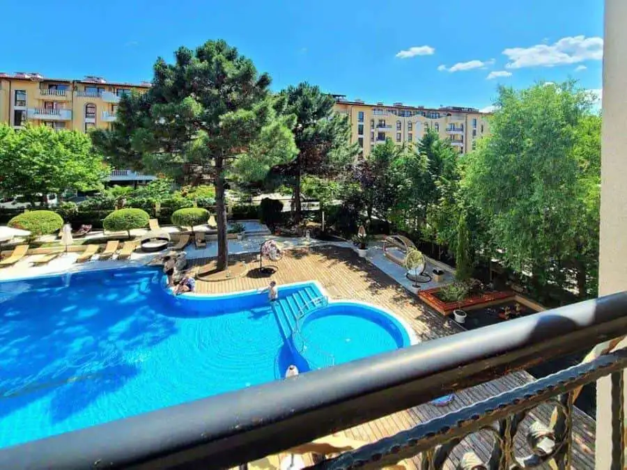 Pool view at Harmony Palace, Sunny Beach, Bulgaria.