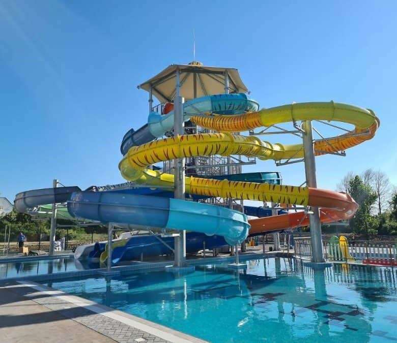 Water slides at Tarsis - Club & Spa, Sunny Beach, Bulgaria, perfect for family fun and relaxation.