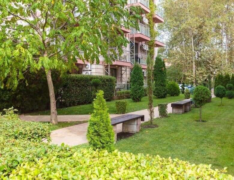 Beautiful outdoor area of a 2 bed, 2 bath apartment in Tarsis - Club & Spa, Sunny Beach.