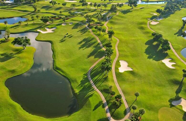 Beautiful aerial view of Coral Bahia golf course in Punta Cana, Dominican Republic.
