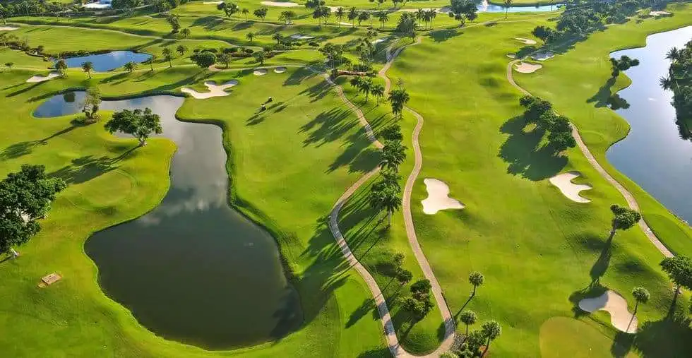 Beautiful aerial view of Coral Bahia golf course in Punta Cana, Dominican Republic.