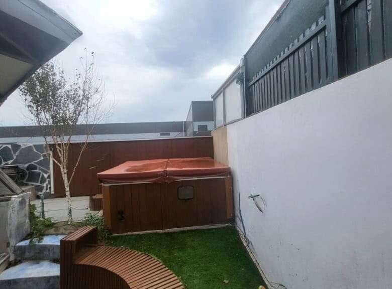 Hot tub on the outdoor terrace of a luxurious villa in Setubal, Portugal.