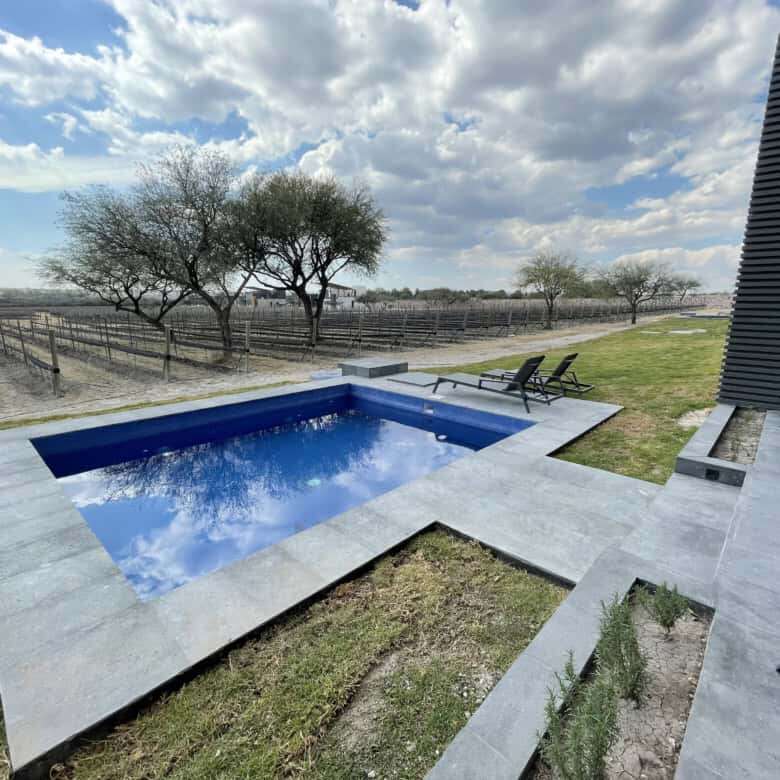 Elegant private pool at vineyard estate in San Miguel de Allende, Mexico.