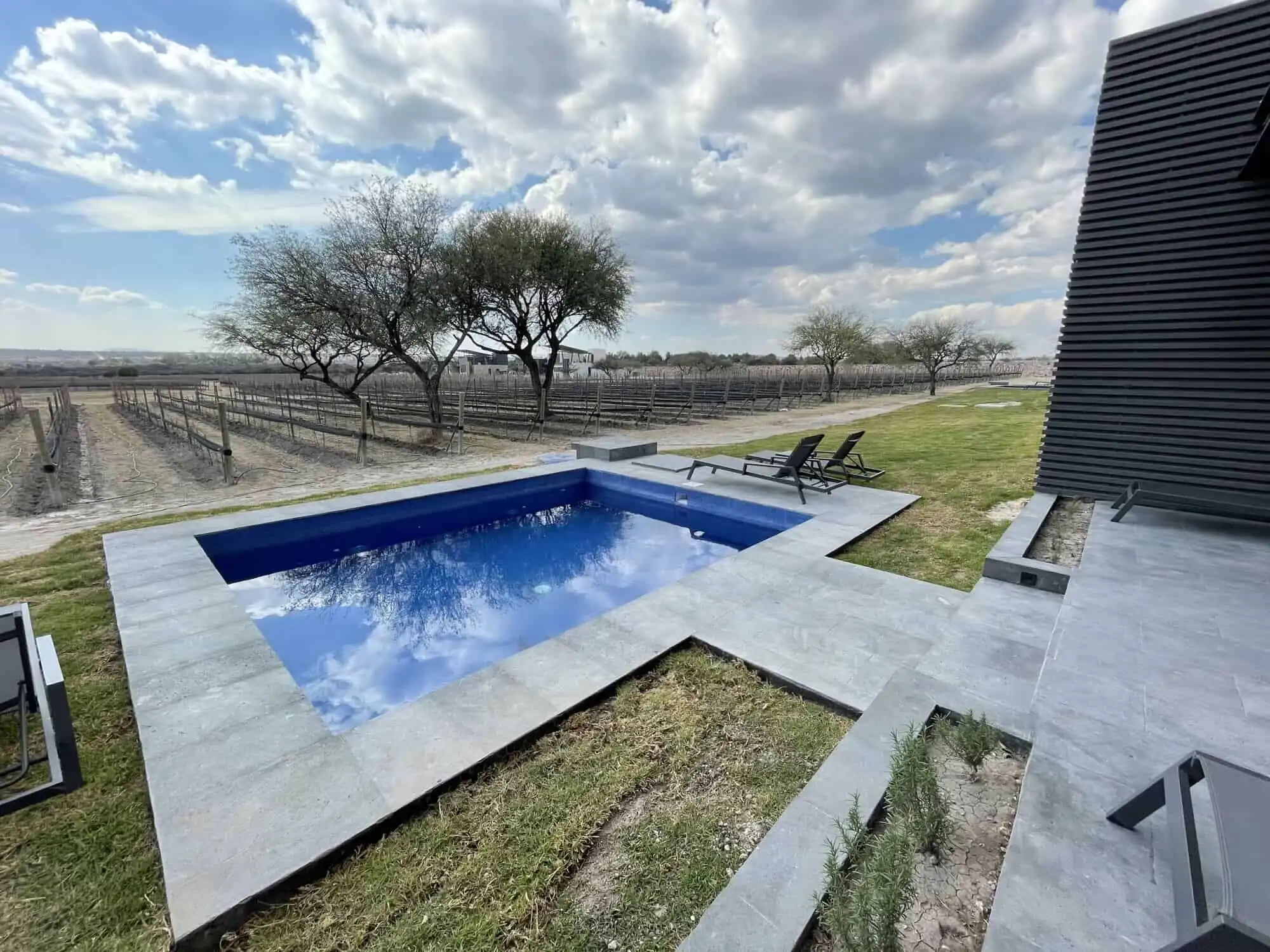 Elegant private pool at vineyard estate in San Miguel de Allende, Mexico.