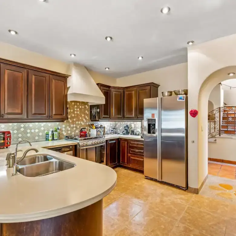 Beautiful kitchen in Rancho Los Labradores with lake views.