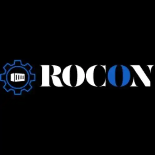 Rocon logo with gear and building icon, representing real estate services.