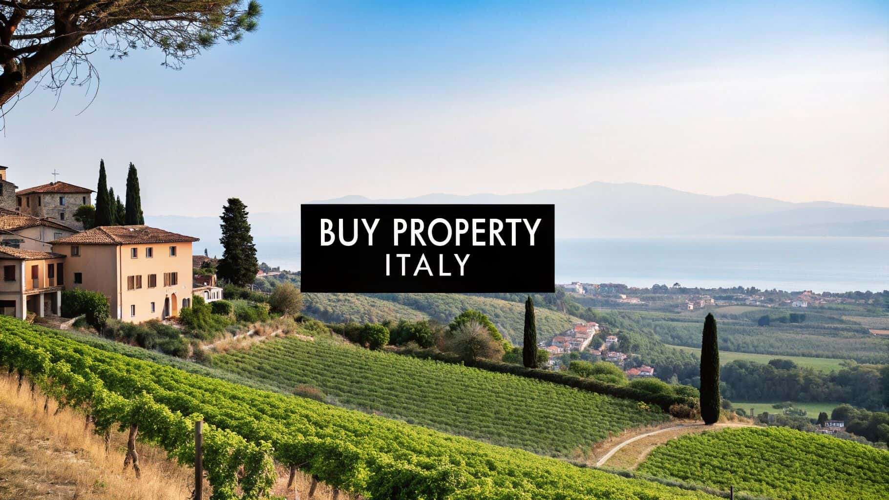 Scenic view of Italian vineyards and countryside for property investment.