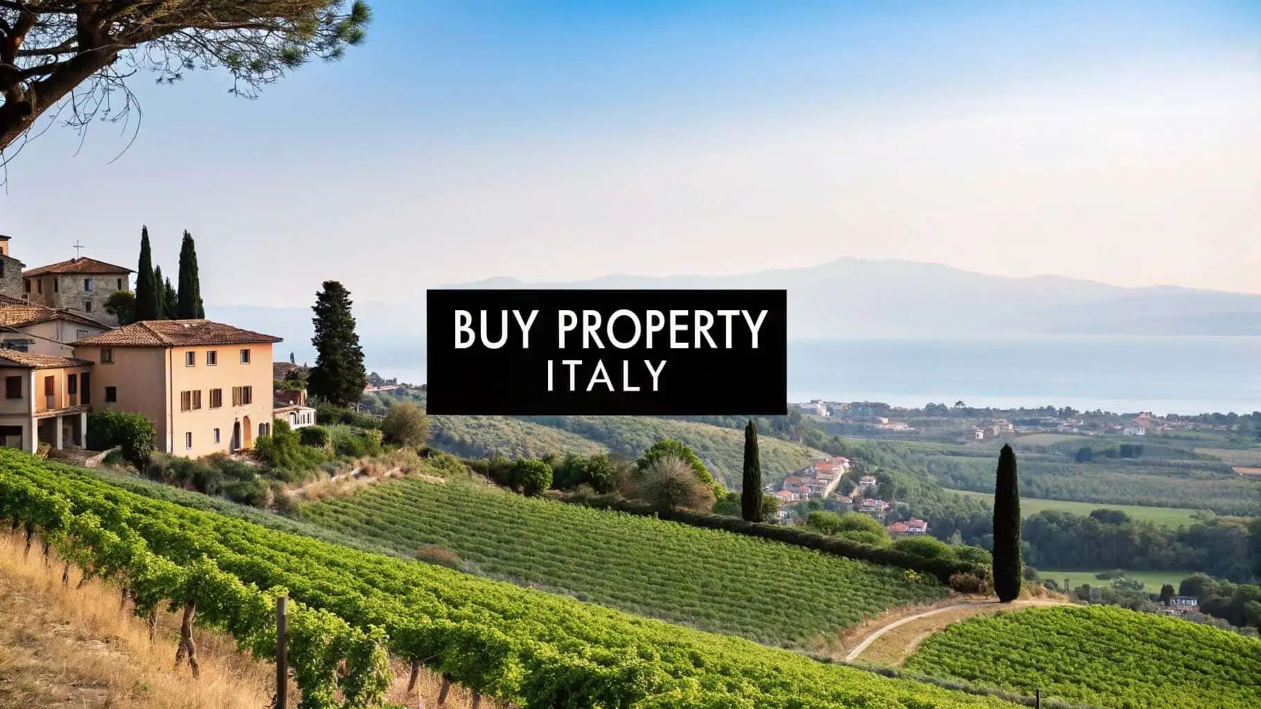 Scenic view of Italian vineyards and countryside for property investment.