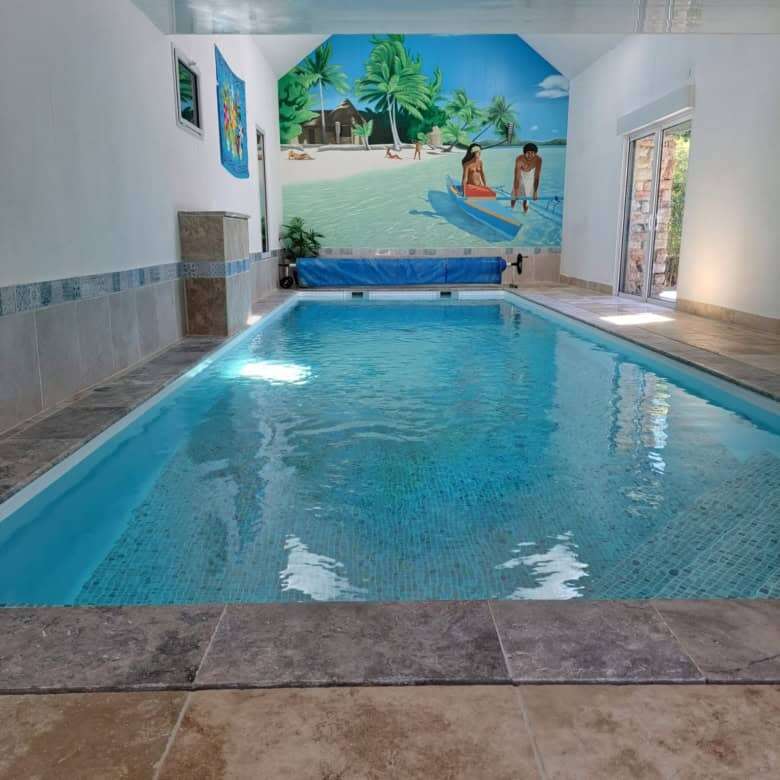 Indoor swimming pool at a luxury estate in Brittany.