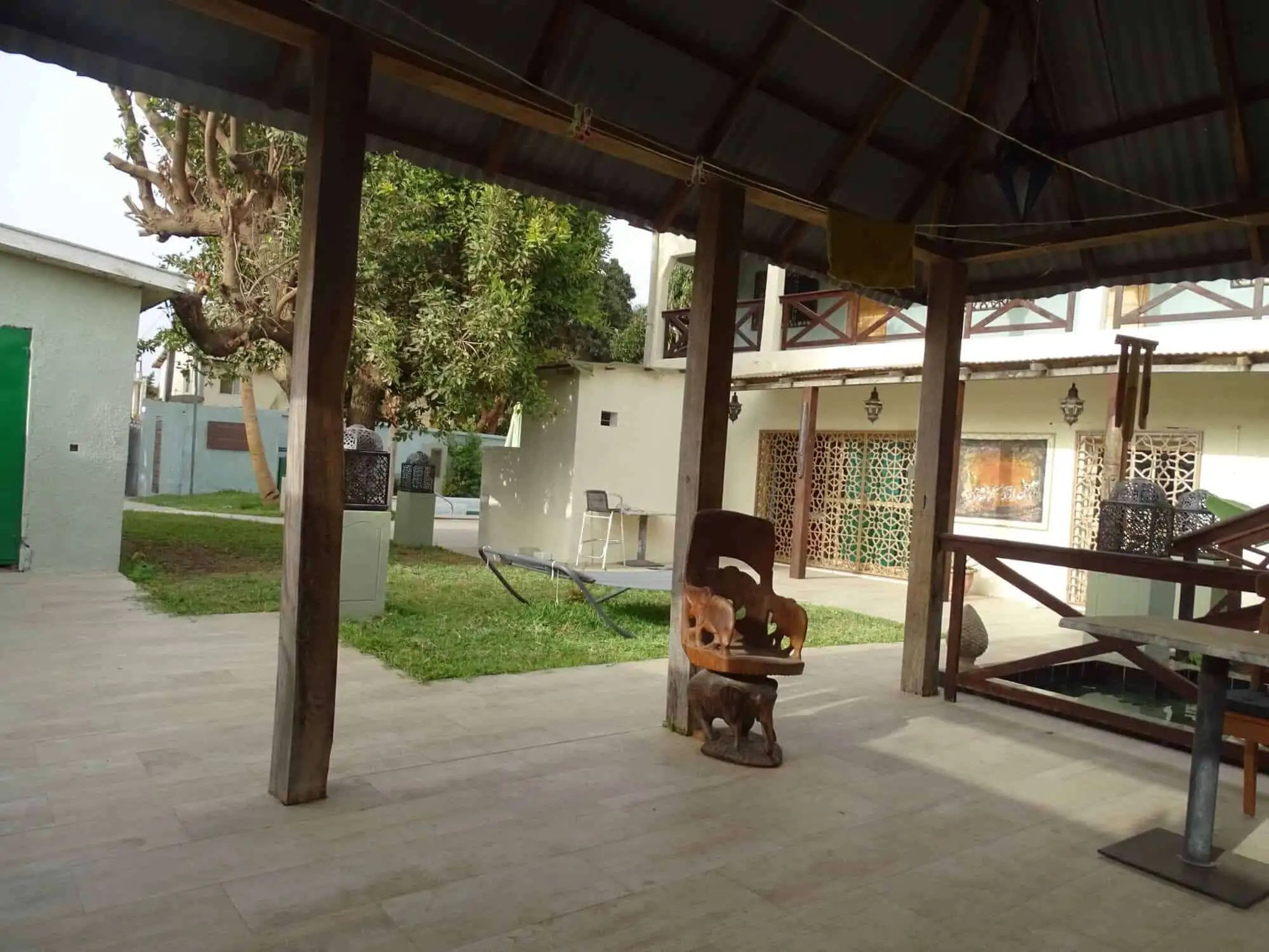 Beautiful outdoor view of a six-bedroom bed and breakfast property in Kombo North district. Perfect.