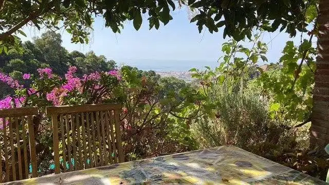 Beautiful view from La Casa de la Panzona finca in Estepona, Spain, surrounded by lush greenery and.