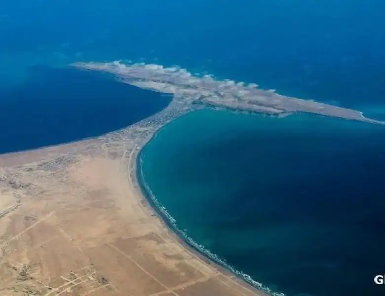 Aerial view of land plots near Gwadar Port, Pakistan, ideal for investment and development opportuni.