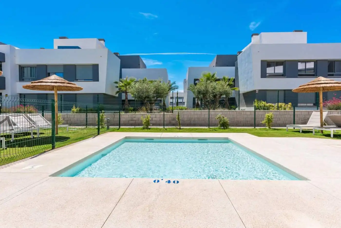 Pool area of a modern penthouse in Selwo, Estepona.