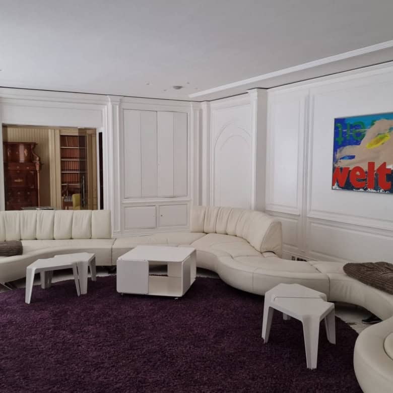 Spacious living room of a luxury 6-bedroom villa in Bad Harzburg, Niedersachsen, Germany.