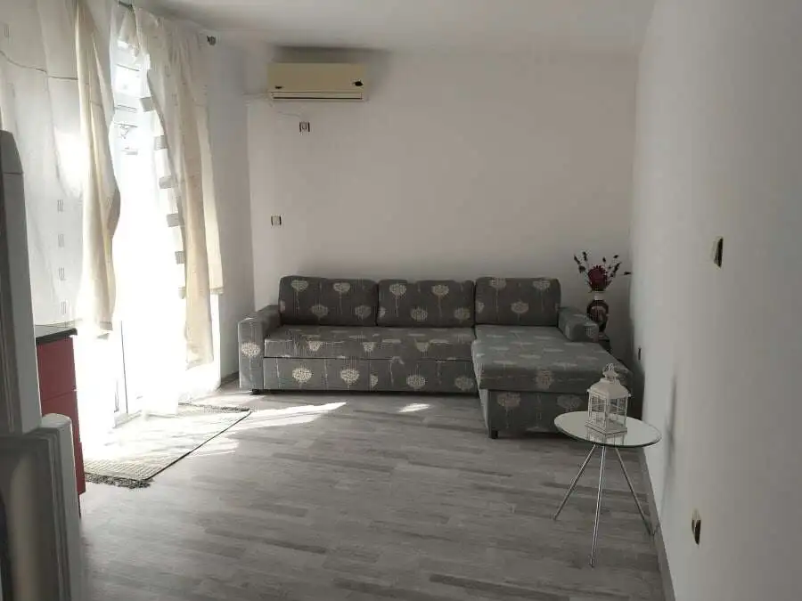 Bright living room with sofa and natural light.