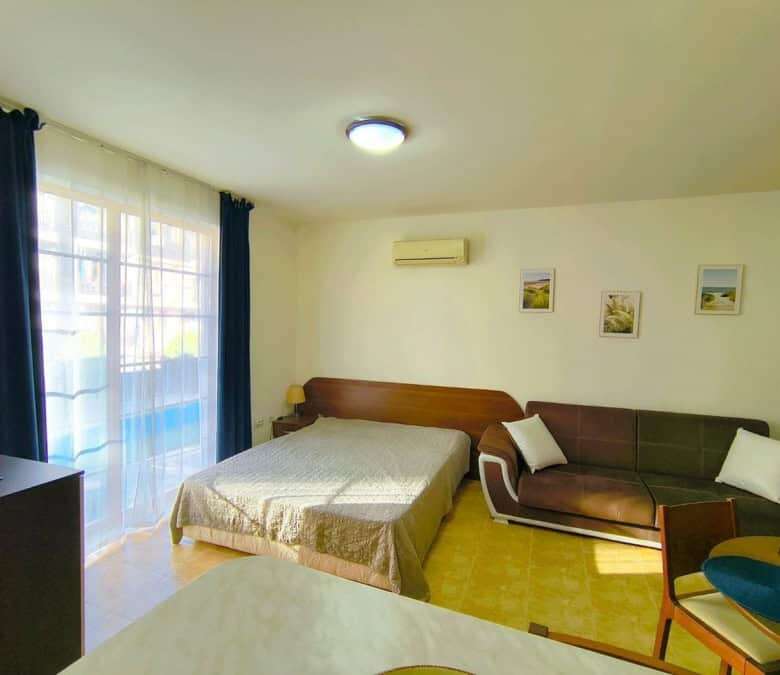 Interior view of a spacious 48 sq.m. studio at Sea Lighthouse, Sveti Vlas, near the sea.