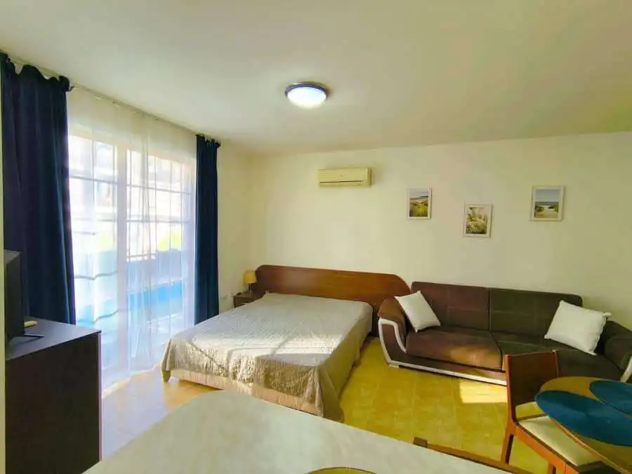 Interior view of a spacious 48 sq.m. studio at Sea Lighthouse, Sveti Vlas, near the sea.
