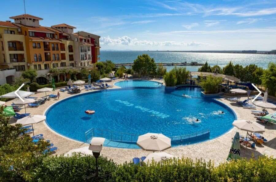 Sea view studio with pool access in Marina Cape, Aheloy, on Bulgaria's Black Sea Coast. Perfect for.