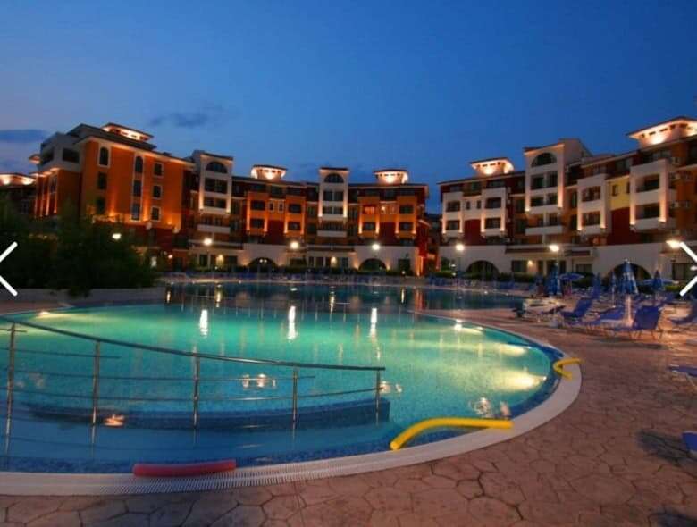 Pool view from a studio apartment at Marina Cape, Aheloy, Black Sea Coast.