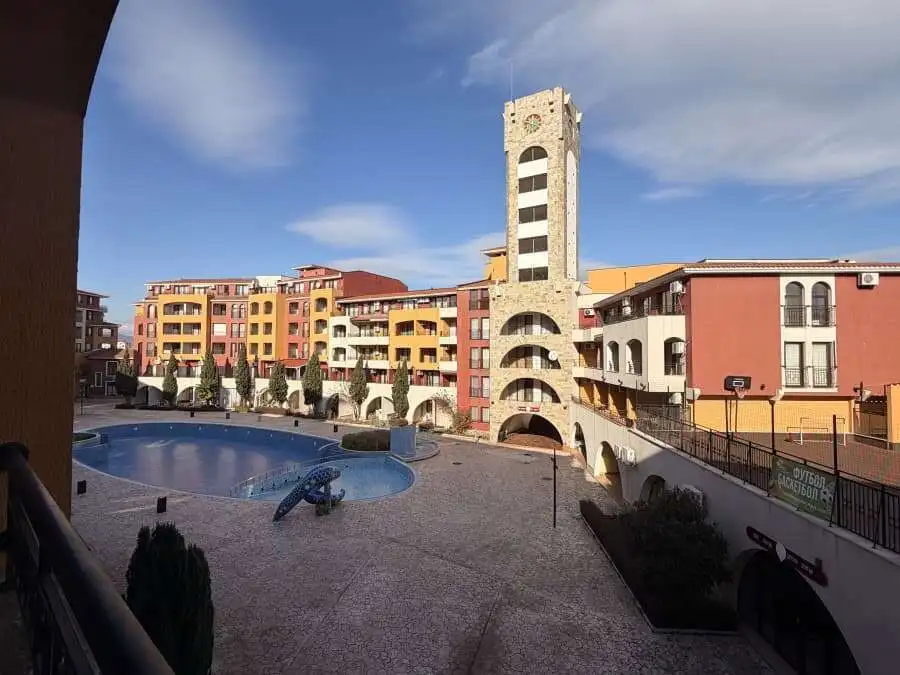 Sea view studio apartment with pool access in Marina Cape, Aheloy, on Bulgaria's Black Sea Coast.