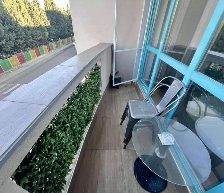 Balcony of a newly built 33 sq.m. studio in Magnolia Residence 5, located in the center of Sunny Bea.
