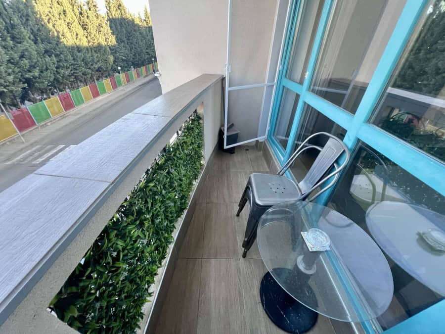 Balcony of a newly built 33 sq.m. studio in Magnolia Residence 5, located in the center of Sunny Bea.