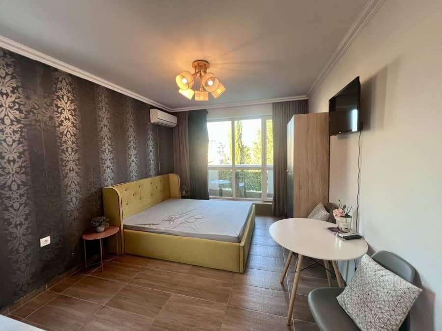 Bright studio in Magnolia Residence 5, Sunny Beach, featuring modern decor and a balcony with scenic.