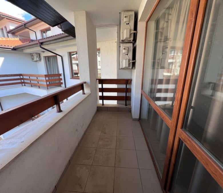 Balcony view of a 1-bedroom apartment in Gardenia Hills, outskirts of Sunny Beach.