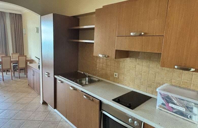 Sea view 1-bedroom apartment in Sunset Resort, Pomorie, beachfront property.