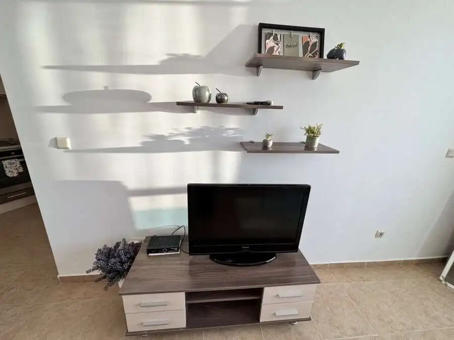 Sea view 1-bedroom apartment in Costa Calma, Ravda, with modern interior and balcony.