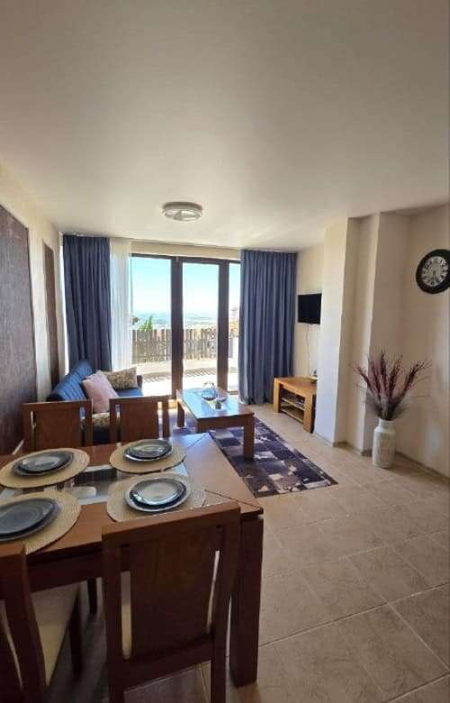 Bright living room with sea view in Bay View Villas, Bulgaria.