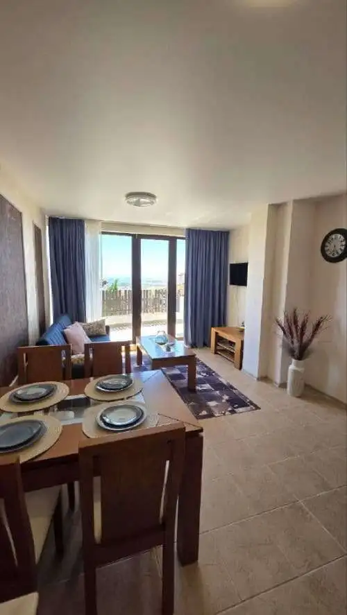 Bright living room with sea view in Bay View Villas, Bulgaria.