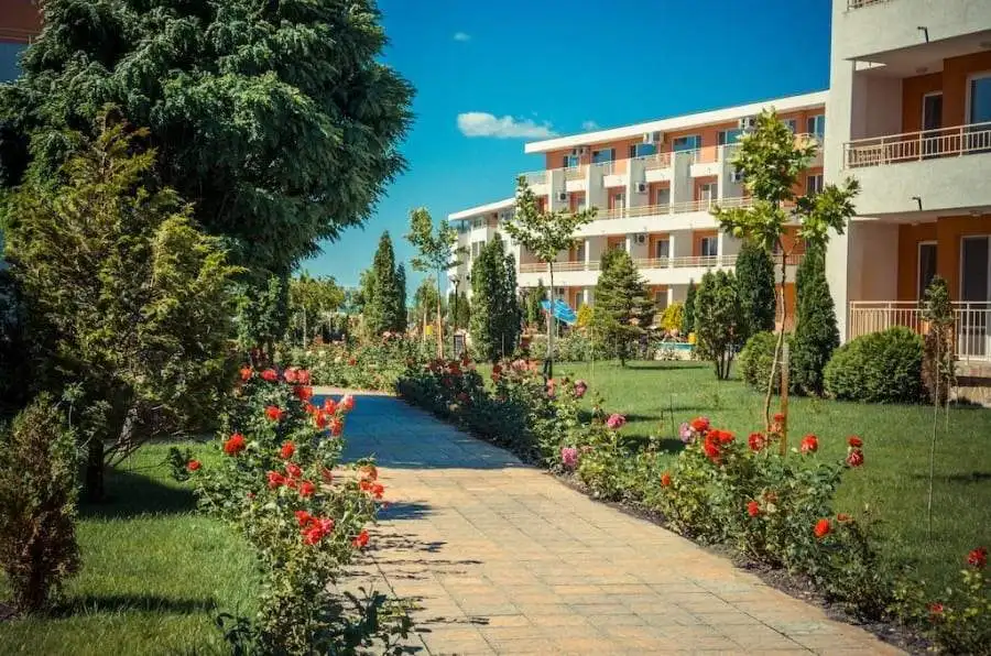 Beautiful garden and pathway in Nessebar Fort club, Sunny Beach.