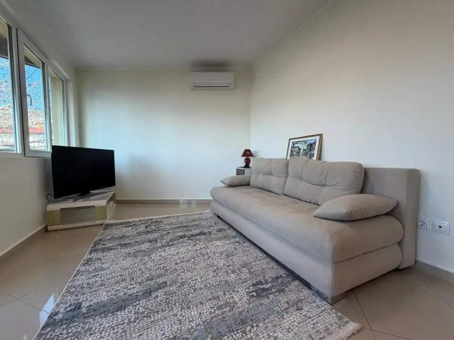 Bright living room with sea view and modern decor in Sveti Vlas.