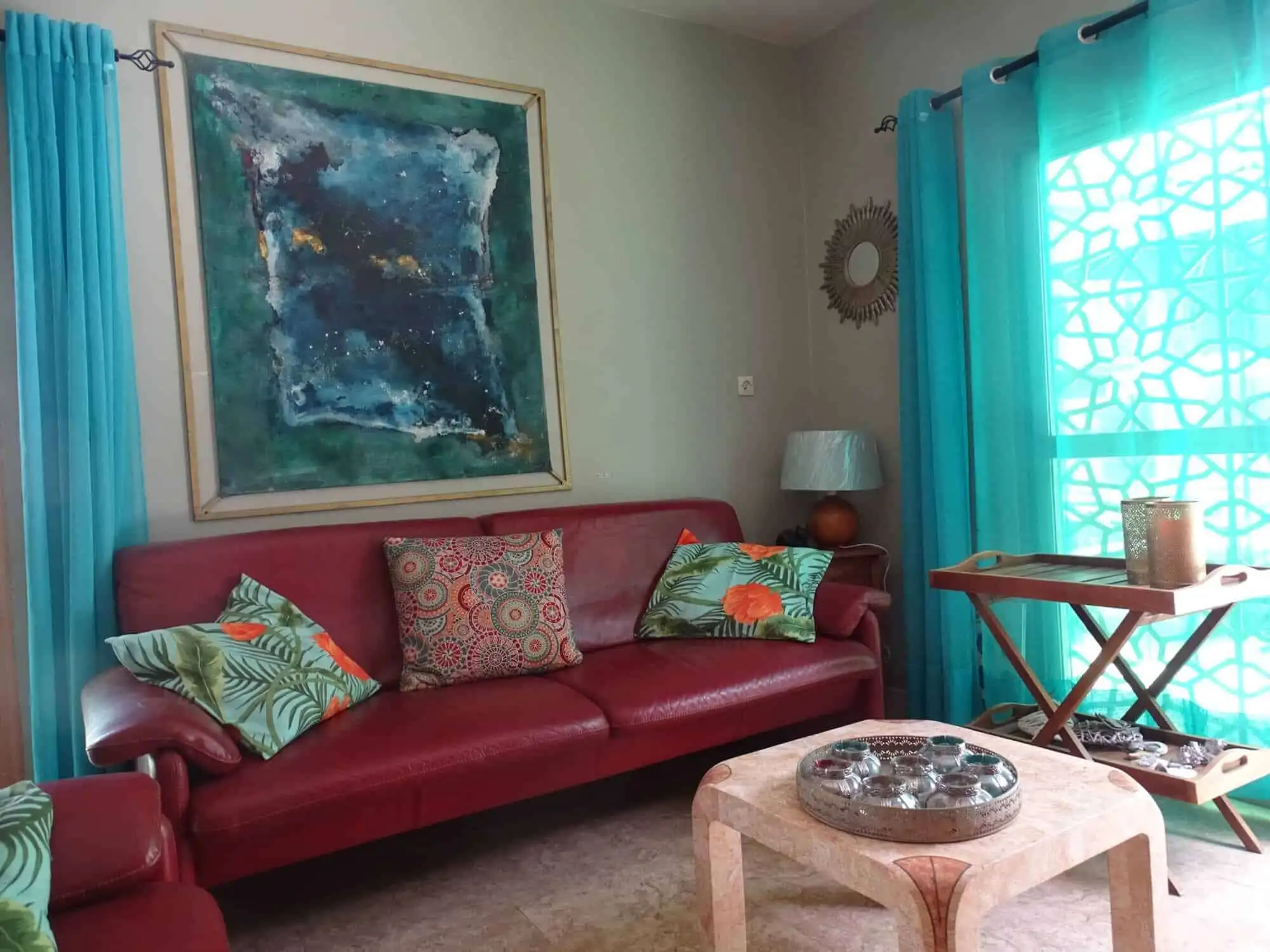 Bedroom bed and breakfast for sale in Kombo North district, featuring vibrant decor and inviting liv.