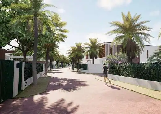 Modern residential street at RH Palmeraie Resort in Ngaparou Saly, Senegal.