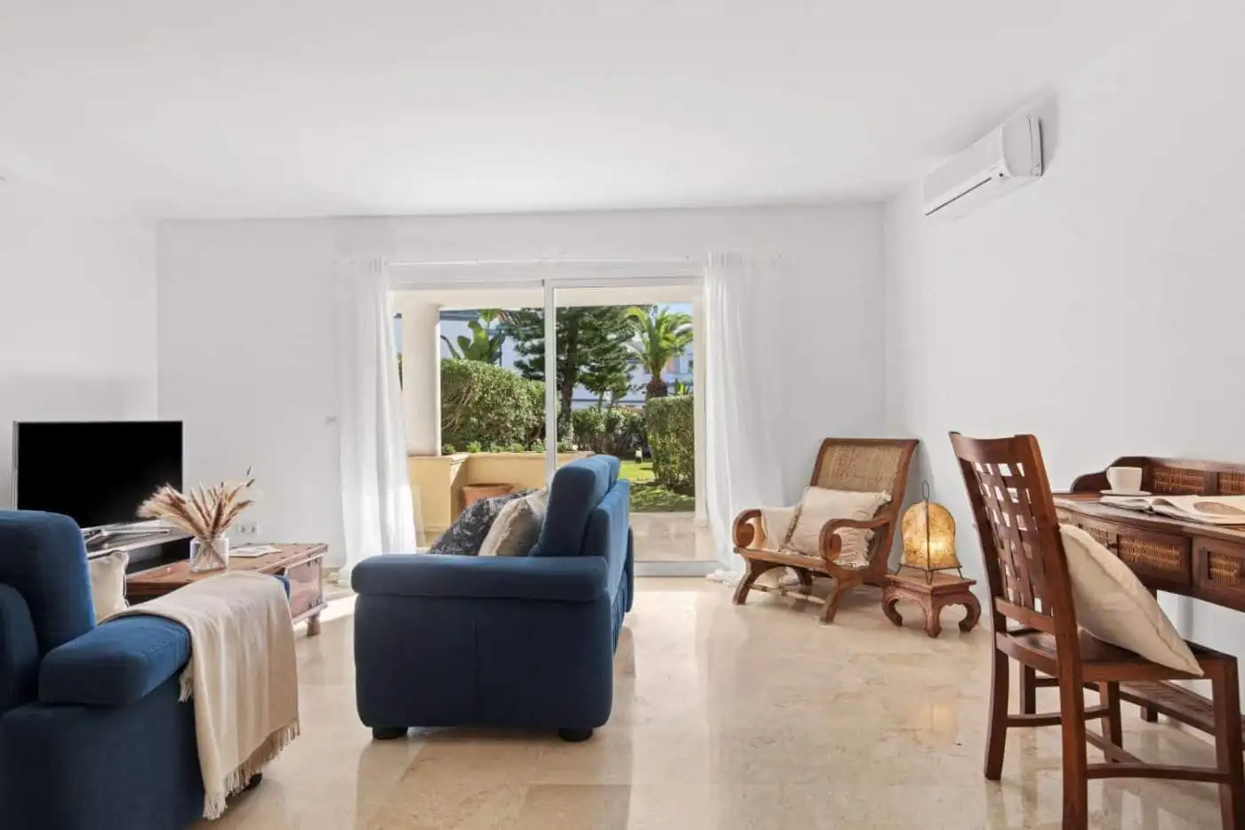 Beachfront living room with ocean views and elegant furniture in Dominion Beach.